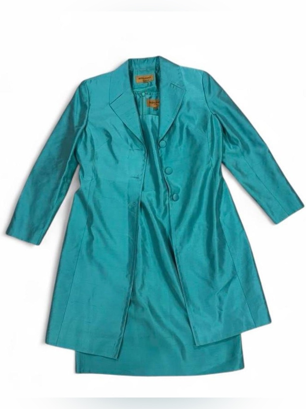 Vintage Bergamo by EBI silk turquoise suit dress